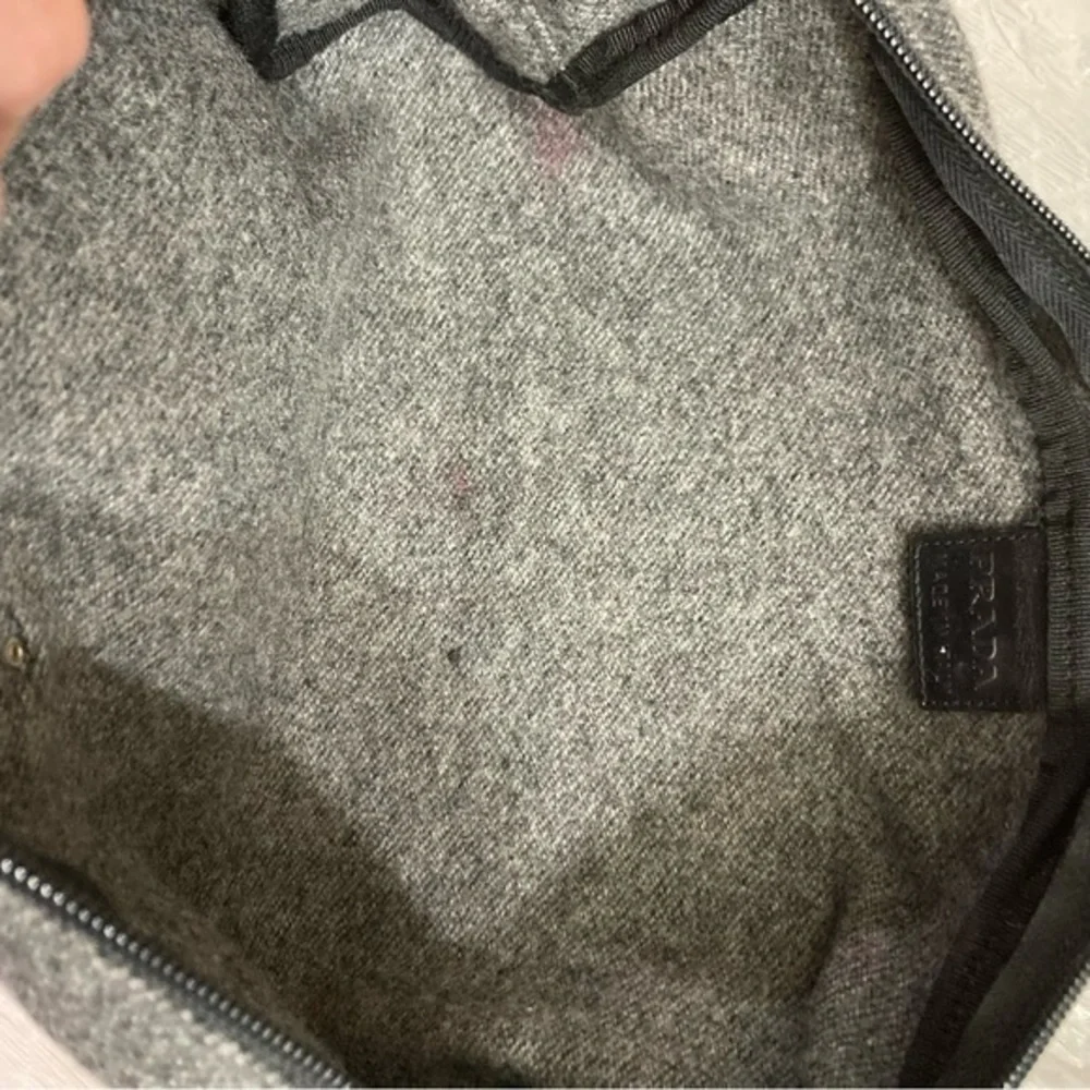 Prada gray wool clutch bag